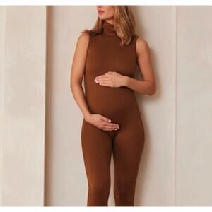 Bumpsuit Stevie Jumpsuit XS Maternity Brown Toffee Stretch One Piece Essentials
